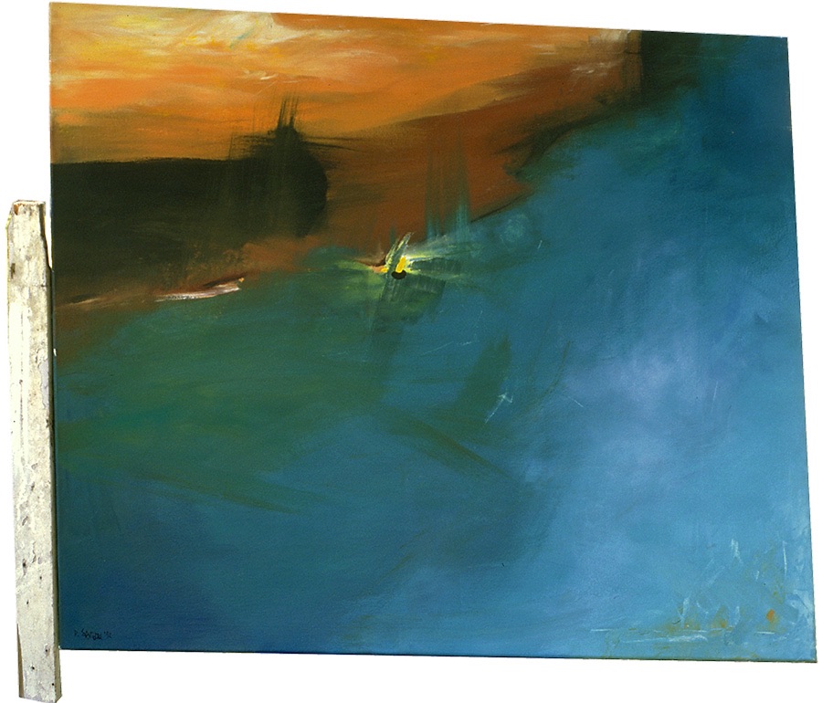 Unter Wasser, 1993
Oil on bended canvas and wood
86 x 100 cm